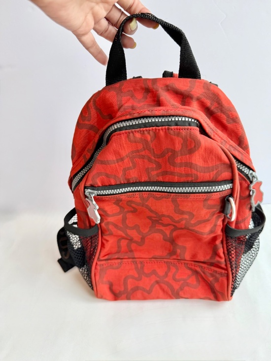 TOUS Red Mini Backpack Small Nylon – Bear Zipper Detail Size: 11\